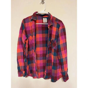 Dickies multicolor Plaid Flannel Long Sleeve Button Down Shirt Girls Size XL
